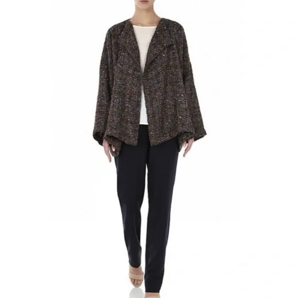 Eskander Tweed Wool Blend Oversized Open Front Cardigan Size 1 US 12 - Picture 14 of 14